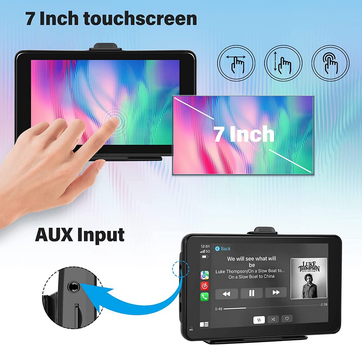 7 inch touchscreen monitor voor achteruitrijcamera's + beeldspiegeling